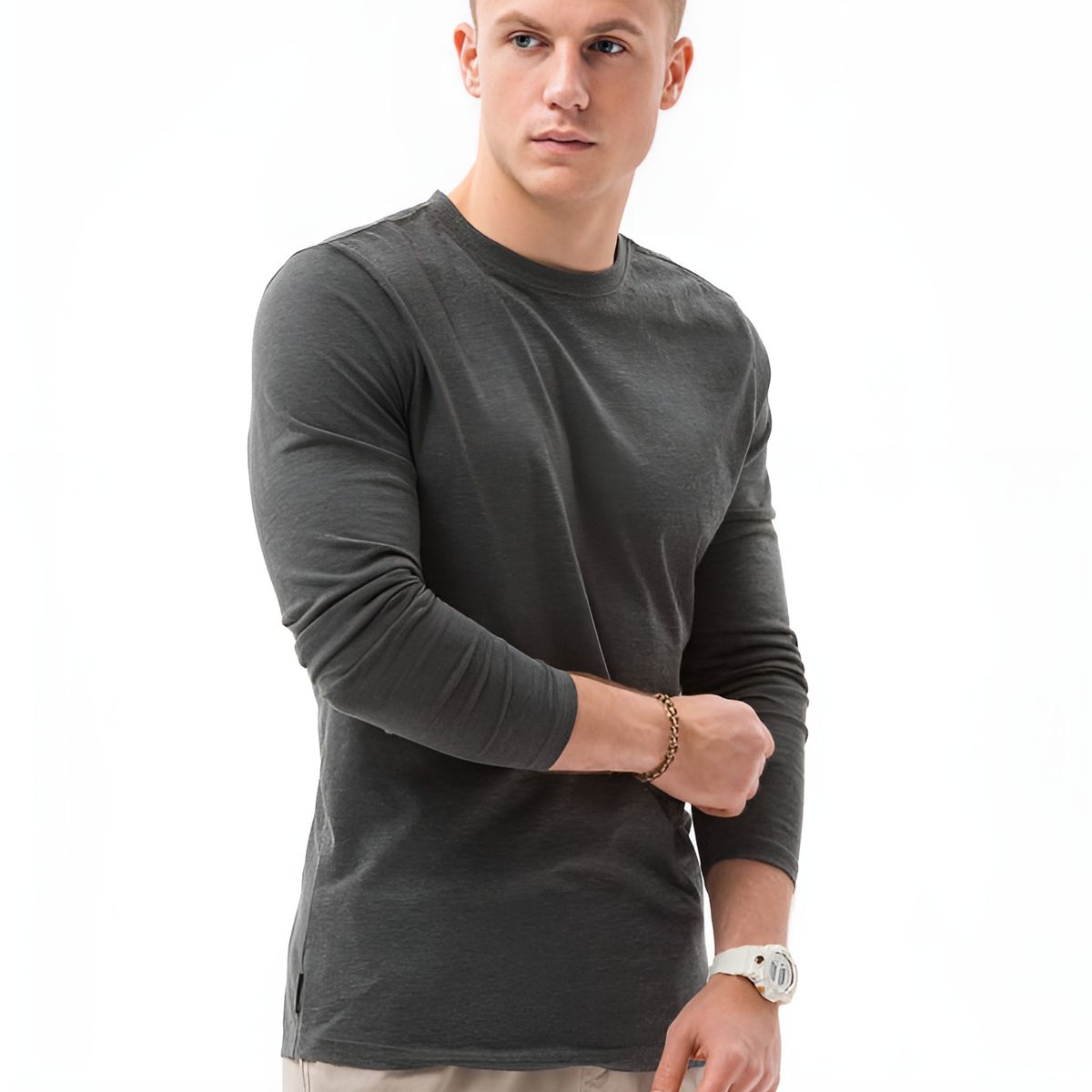 MROTTO - Polera Hombre Manga Larga  Cuello Redondo