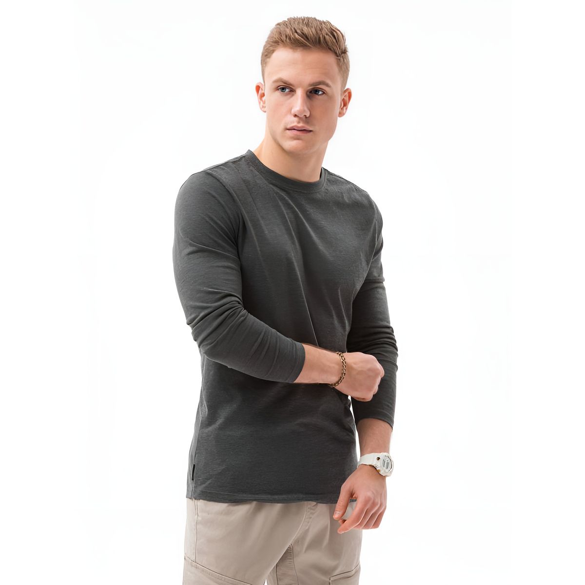 MROTTO - Polera Hombre Manga Larga  Cuello Redondo