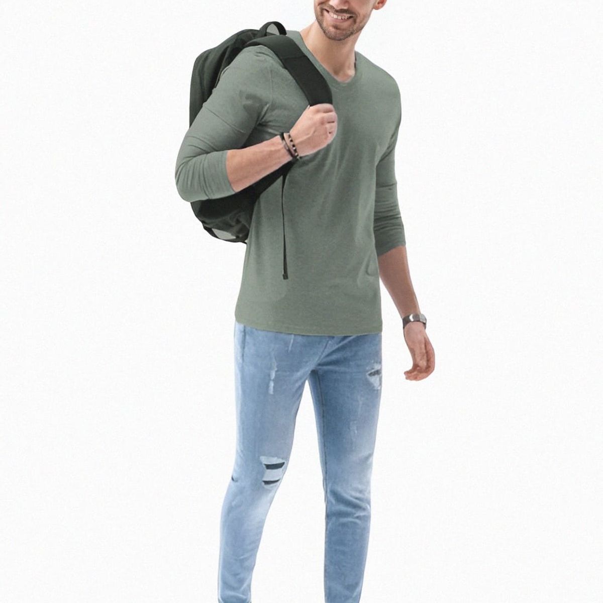 MROTTO - Polera Hombre Manga Larga  Cuello Redondo