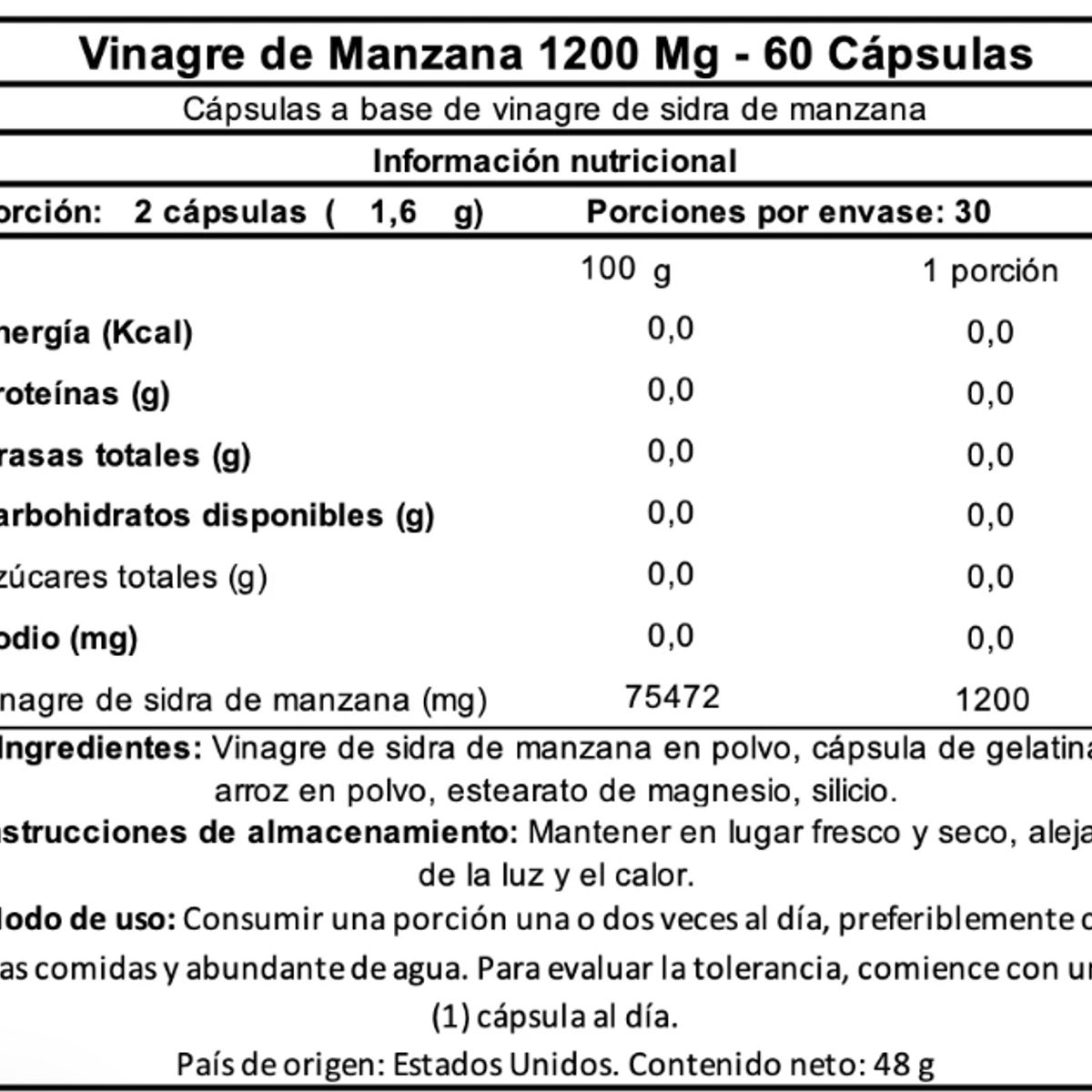 NATURE'S TRUTH - VINAGRE DE MANZANA 1200MG 60 CPS - NATURE´S TRUTH