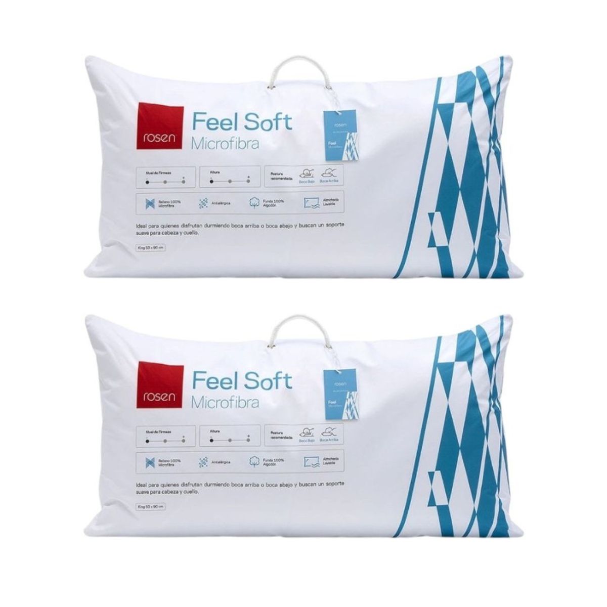 ROSEN - Pack 2 Almohadas Soft Microfibra 50 x 90 - Rosen