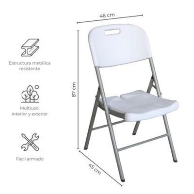 Imagen 2 del producto Silla Plegable Plastico Fiestas Camping Eventos