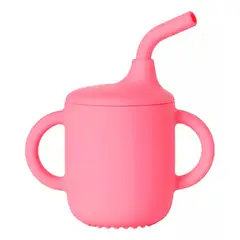 GENERICO - Vaso De Silicona Con Bombilla Para Bebés Rosado