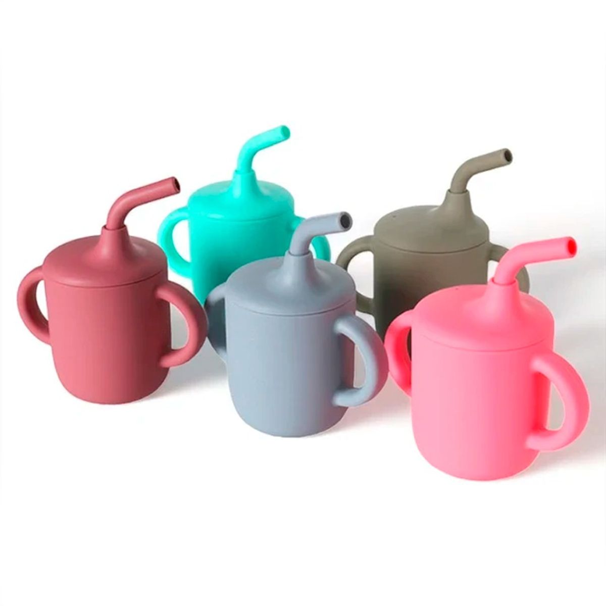 GENERICO - Vaso De Silicona Con Bombilla Para Bebés Rosa Oscuro