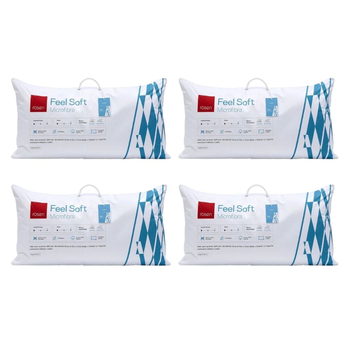ROSEN - Pack 4 Almohadas Soft Microfibra 50 x 90 - Rosen