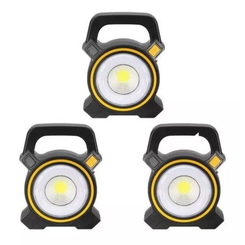GENERICO - Pack 3 Linterna Camping Con Foco Led Solar y Recargable Con Usb