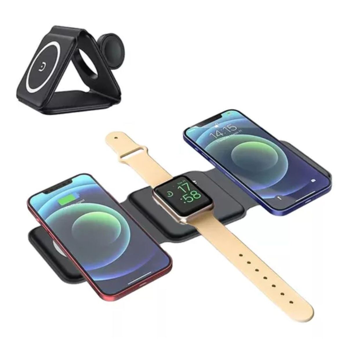 GENERICO - Cargador Magsafe 3 En 1 Plegable Inalambrico Compatible con iPhone