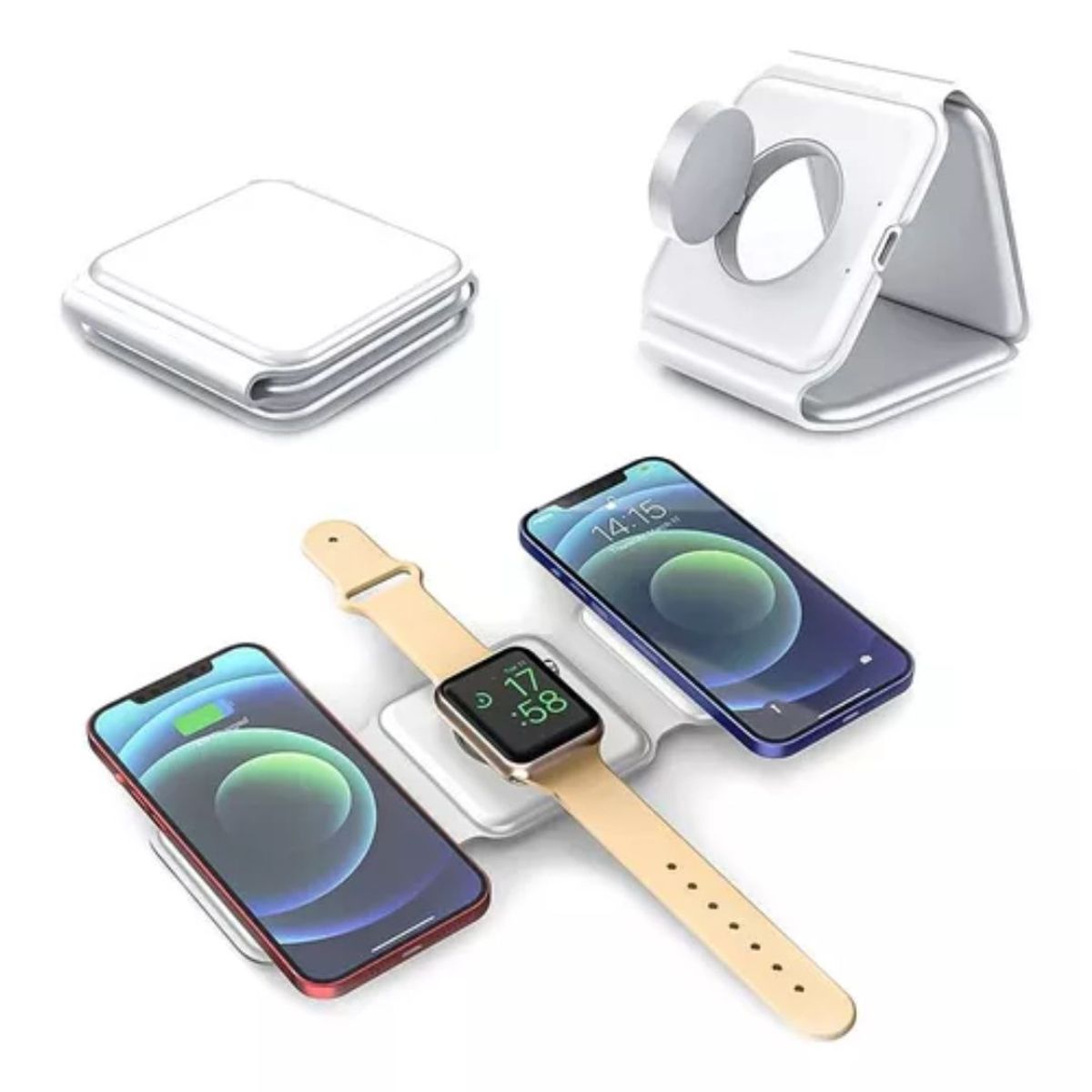 GENERICO - Cargador Magsafe 3 En 1 Plegable Inalambrico Compatible con iPhone