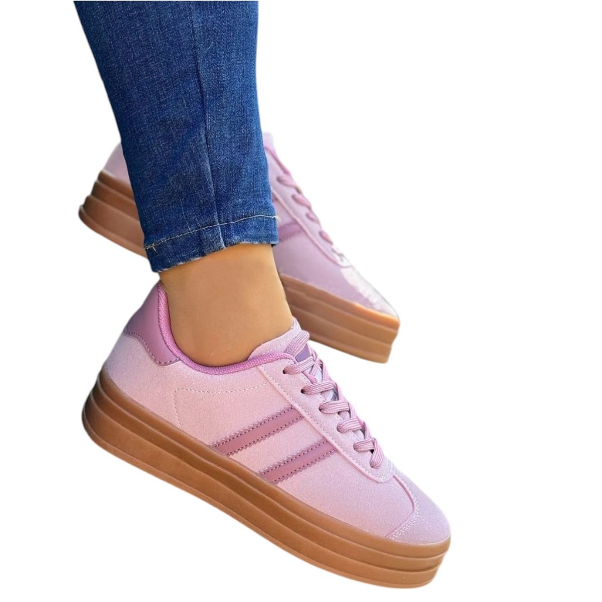 HERIEL - Zapatilla Rosa Plataforma Mujer