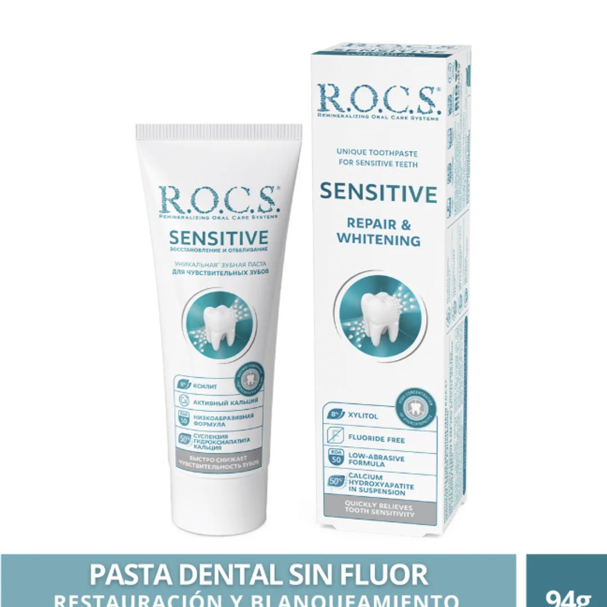 ROCS - Pasta Dental Blanqueadora Rocs Sensitive 94g Sin Fluor