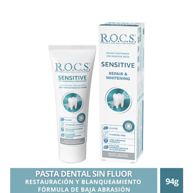 ROCS - Pasta Dental Blanqueadora Rocs Sensitive 94g Sin Fluor