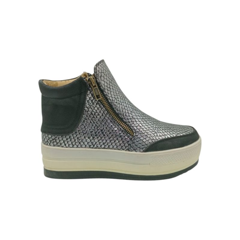 HERIEL - Zapatilla Plateada Plataforma Mujer.