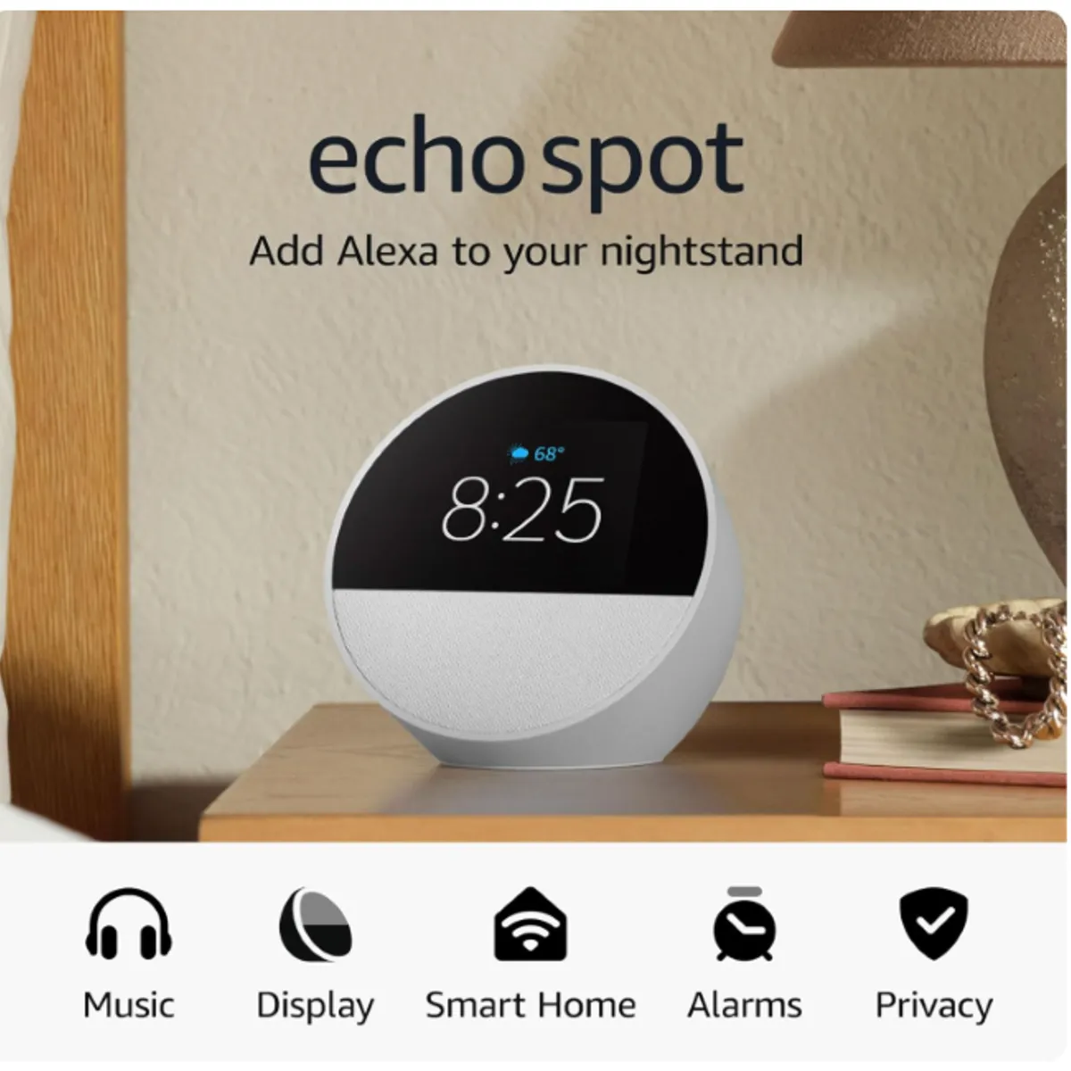 AMAZON - Parlante Smart - Amazon Echo Spot 2024 - Asistente de Voz Alexa