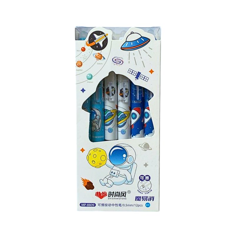 GENERICO - Pack 12 Lápices Tinta Gel 100% Borrable Diseño Kawaii