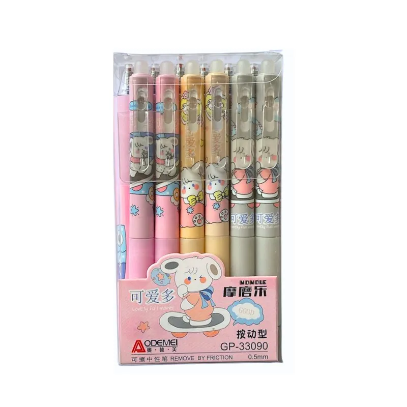GENERICO - Pack 12 Lápices Tinta Gel 100% Borrable Diseño Kawaii