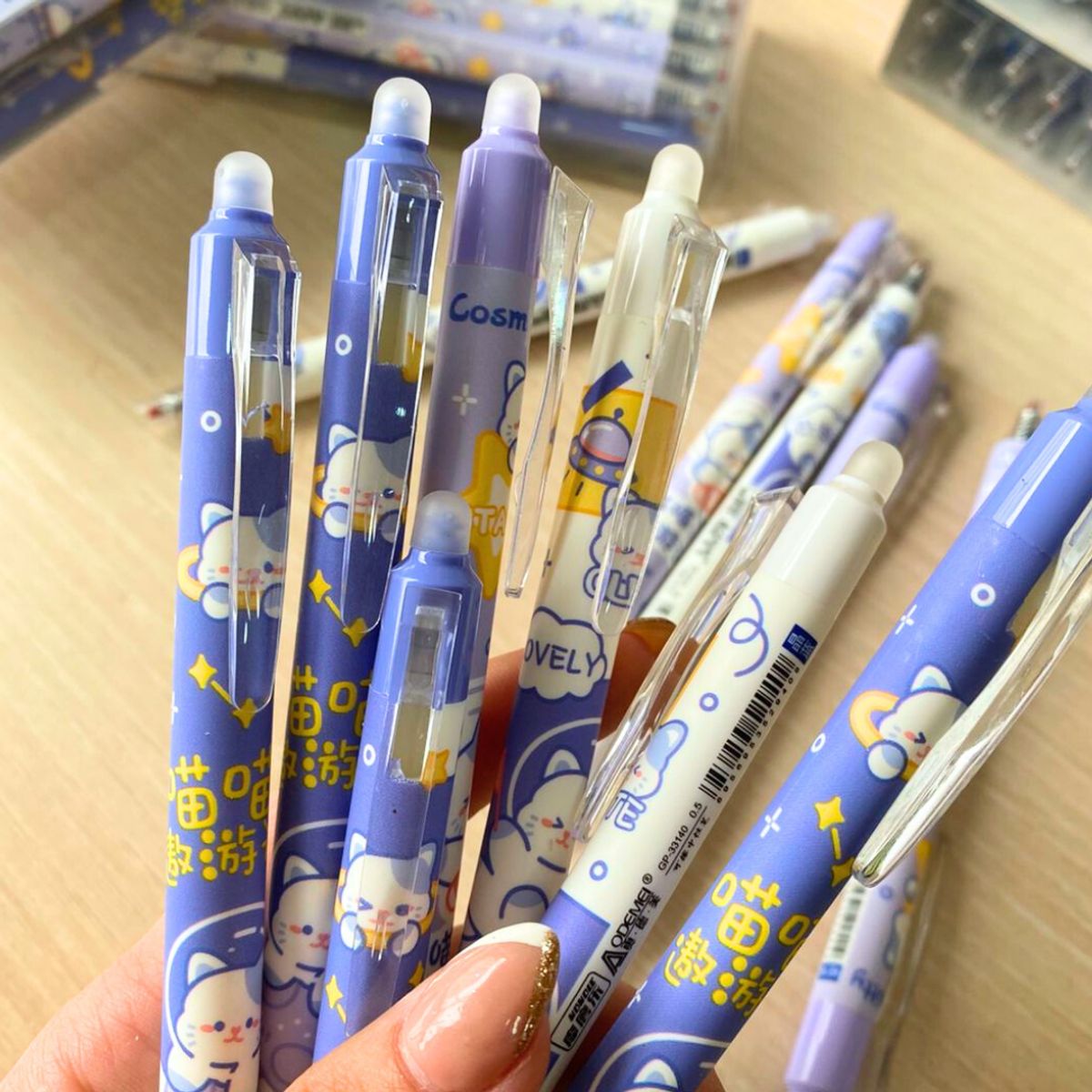 GENERICO - Pack 12 Lápices Tinta Gel 100% Borrable Diseño Kawaii