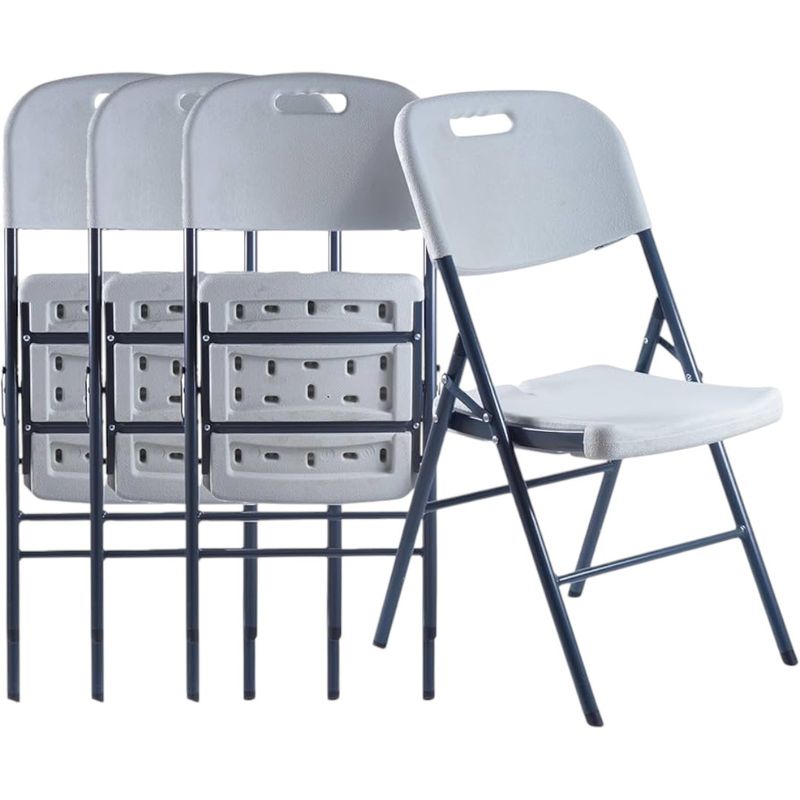 GENERICO - Set X4 Sillas Plegables De Plastico Para Fiestas Y Eventos Color Blanco.