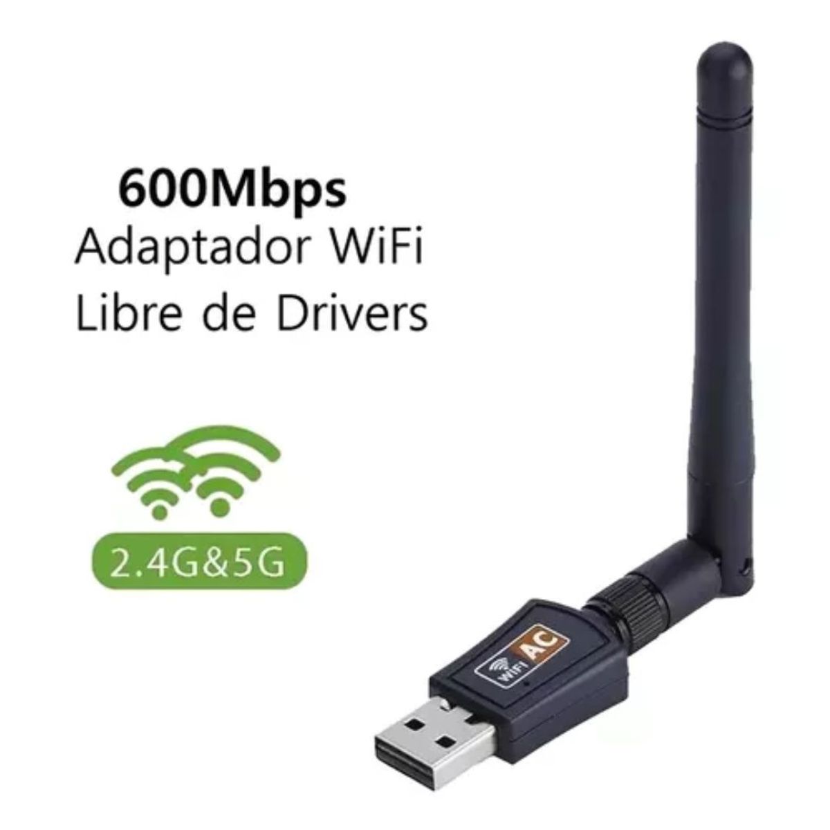 GENERICO - Adaptador Wifi Usb 5g Y 24g De 600mbps Antena Doble Banda