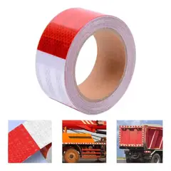 GENERICO - Cinta Reflectante Bicolor Plana Blanco Rojo 5cm X 25 Mts