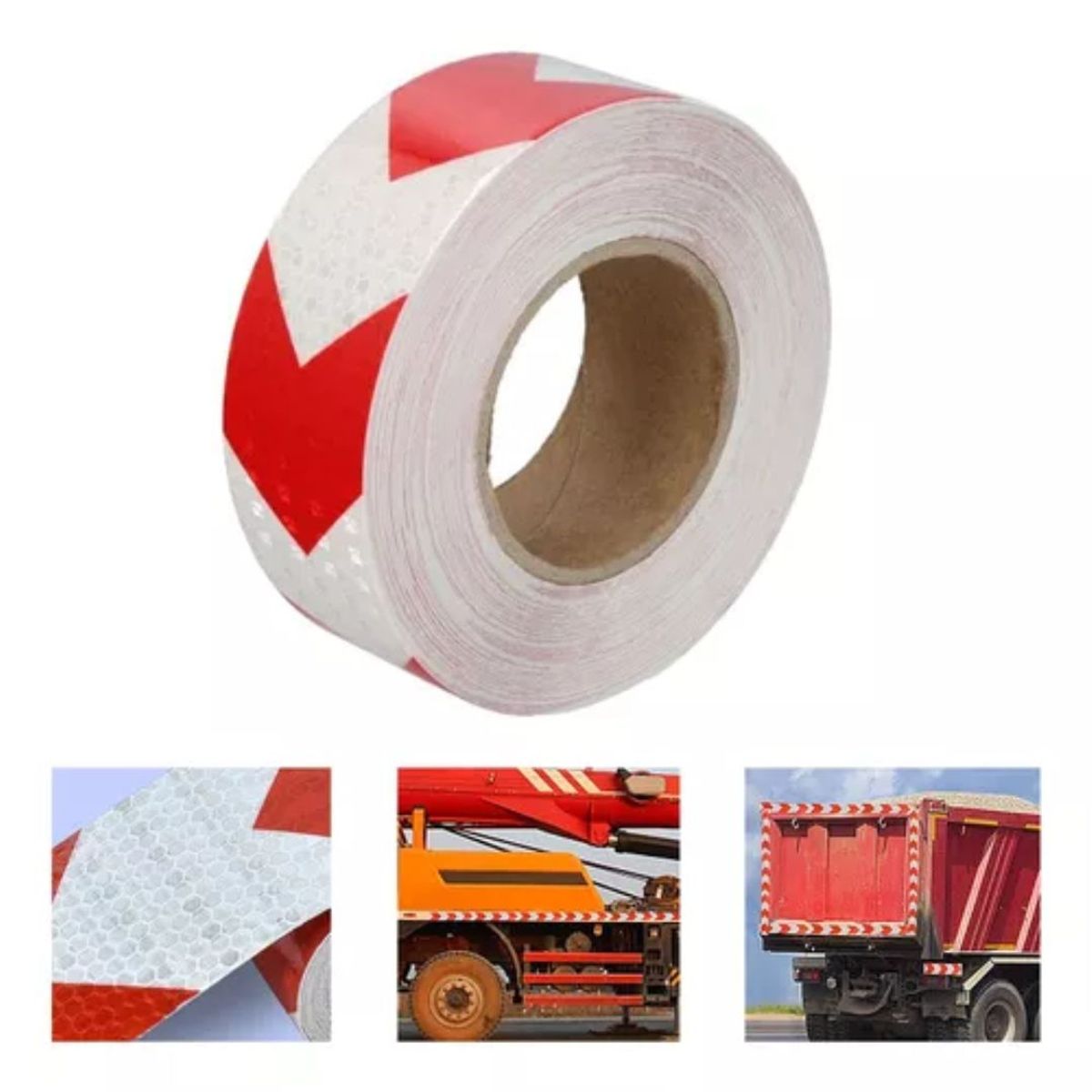 GENERICO - Cinta Reflectante Bicolor Flecha Blanco Rojo 5cm X 25 Mts