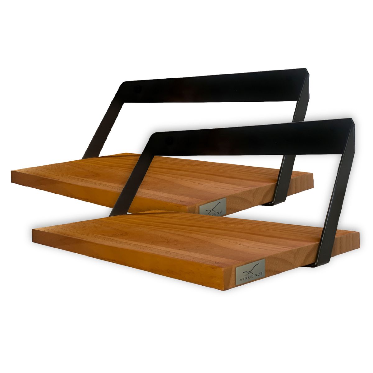 VINCENZI - Pack 2 Soportes o Repisas De Madera Con Hierro Para Pared 60x20 Cm