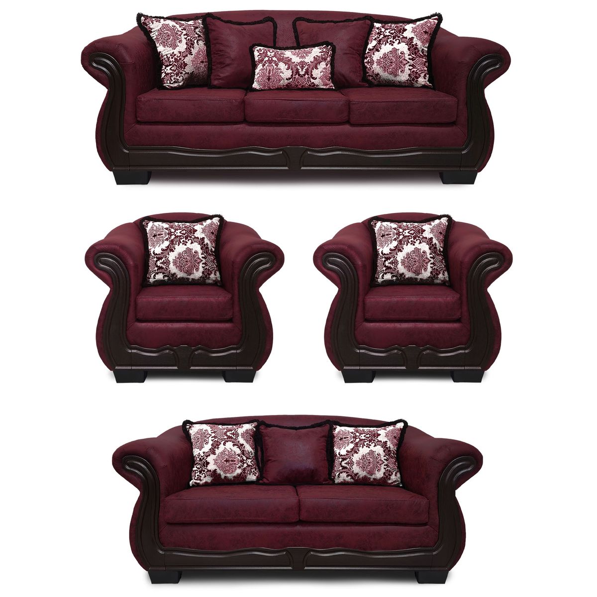 AMERICA DECORA - Living Con Resorte Estructural Búfalo 9 Cuerpos 4+3+1+1 Envejecido