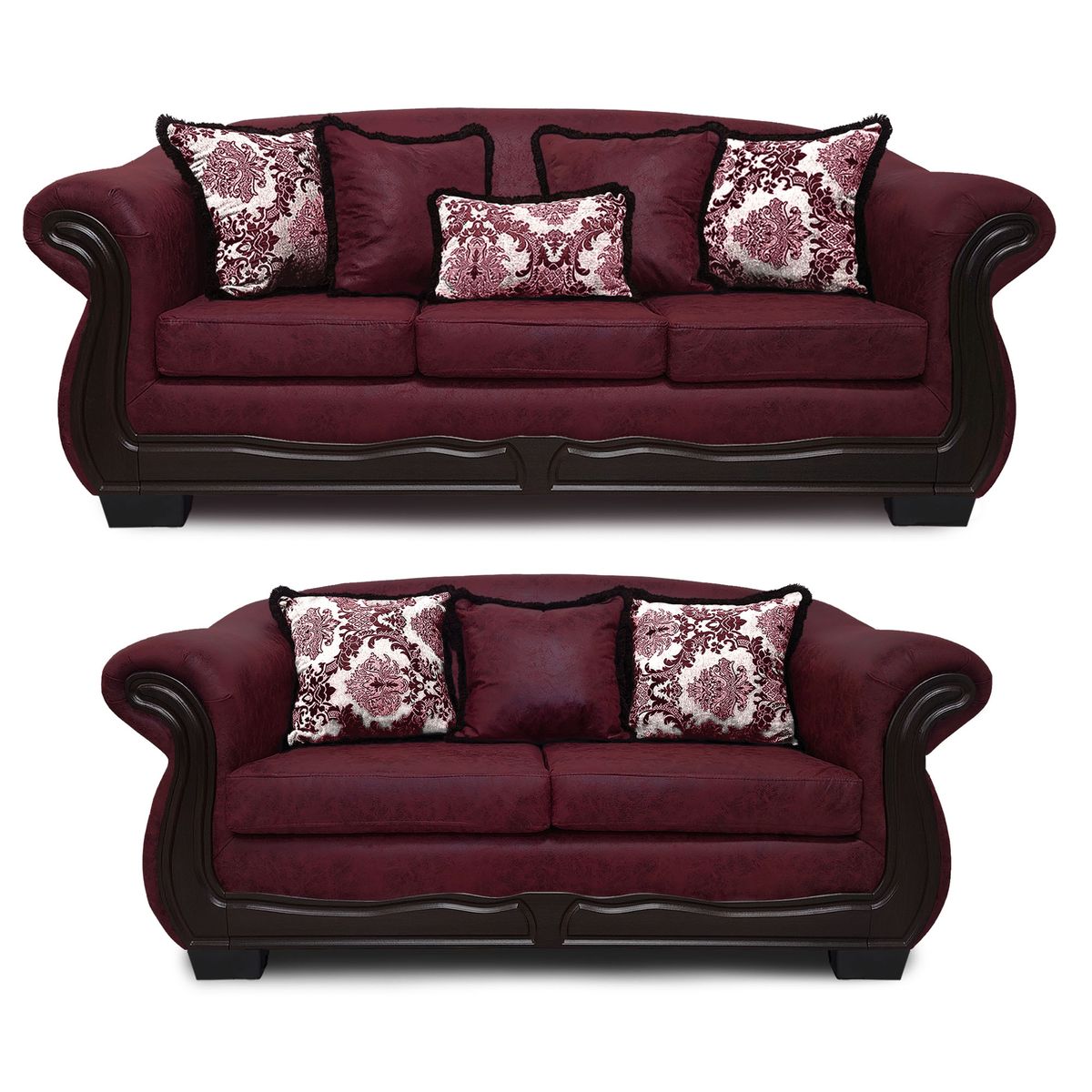 AMERICA DECORA - Living Con Resorte Estructural Búfalo 7 Cuerpos 4+3 Envejecido