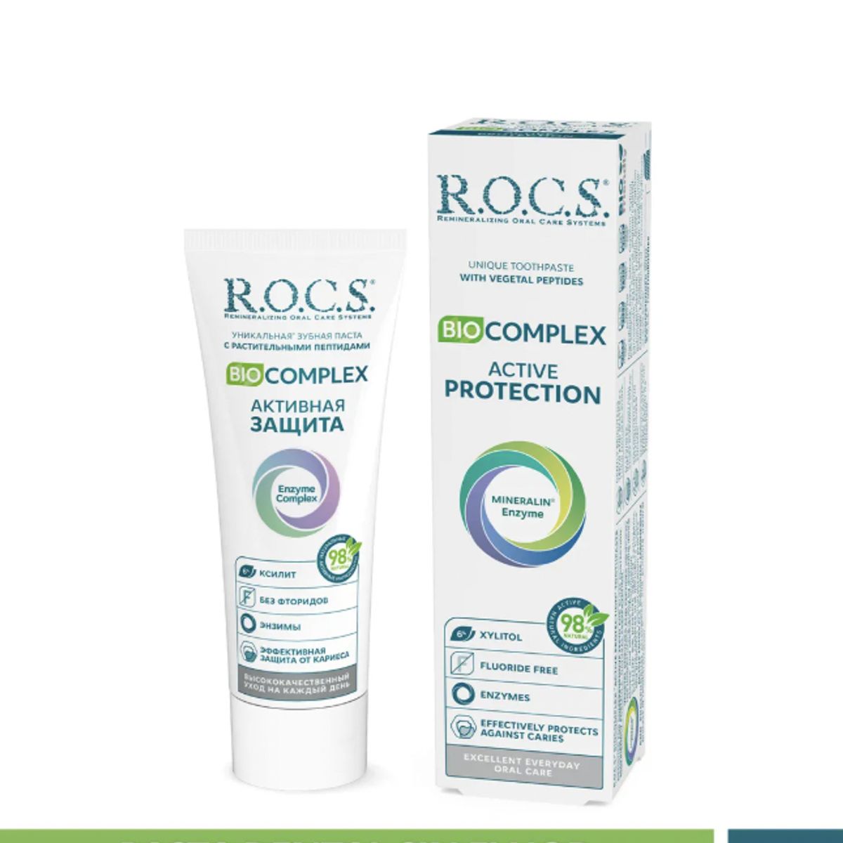 ROCS - Pasta Dental Sin Fluor Rocs Biocomplex 94g Protección Activa