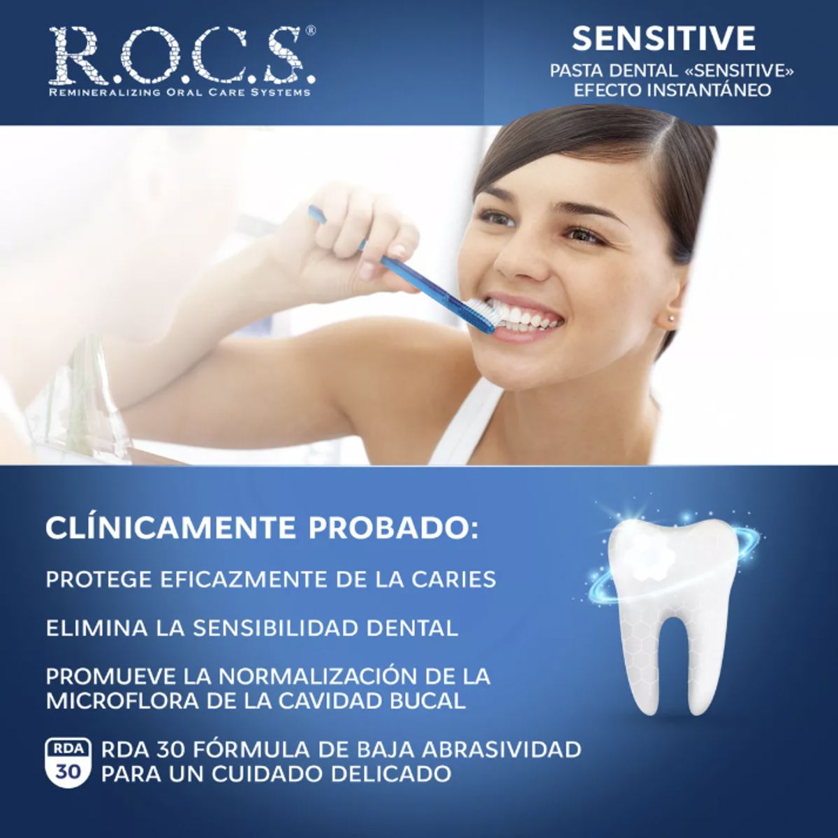 ROCS - Pasta Dental Rocs Sensitive Efecto Instantáneo 94g Sin Fluor