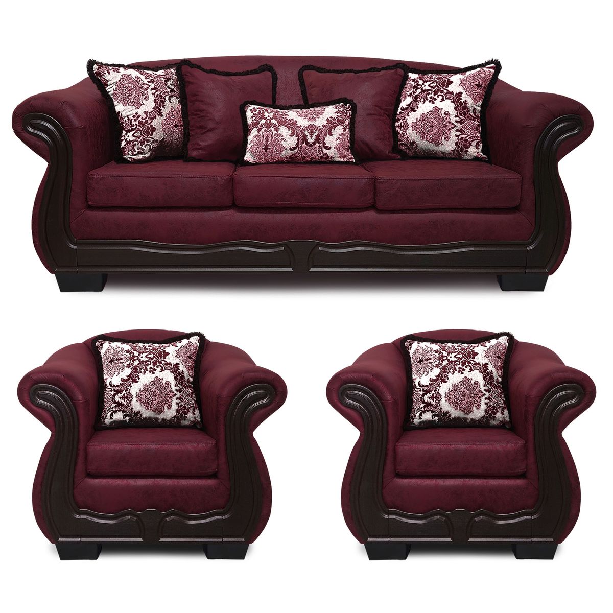 AMERICA DECORA - Living Con Resorte Estructural Búfalo 6 Cuerpos 4+1+1 Envejecido