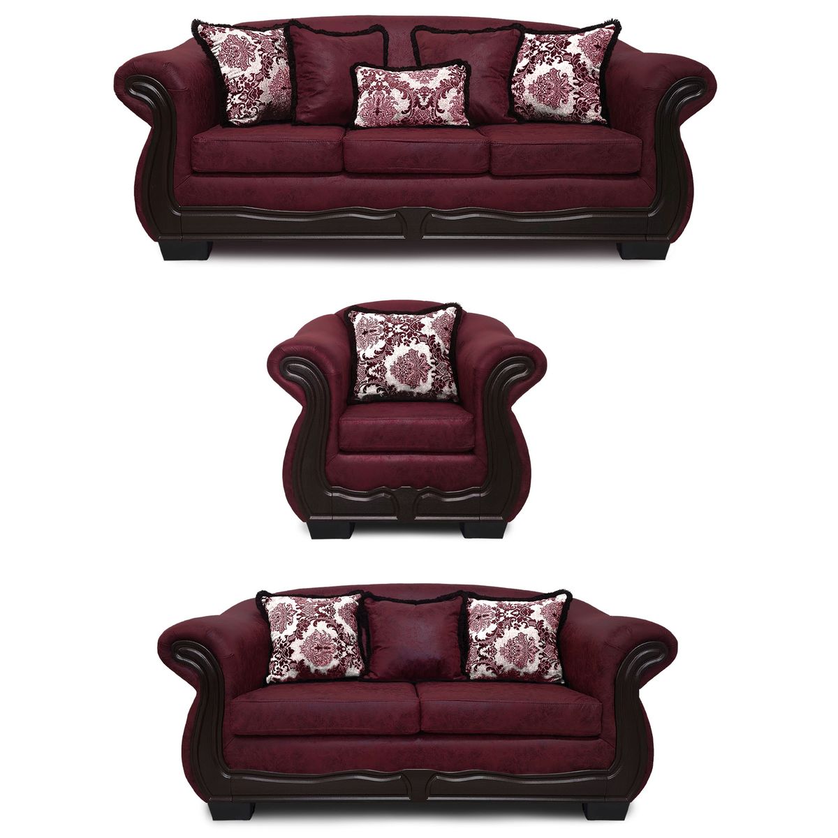 AMERICA DECORA - Living Con Resorte Estructural Búfalo 8 Cuerpos 4+3+1 Envejecido