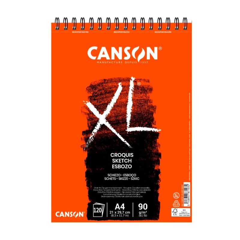 CANSON - Croquera Canson XL Croquis 90gr 120 hjs A4 (21x29.7cm)