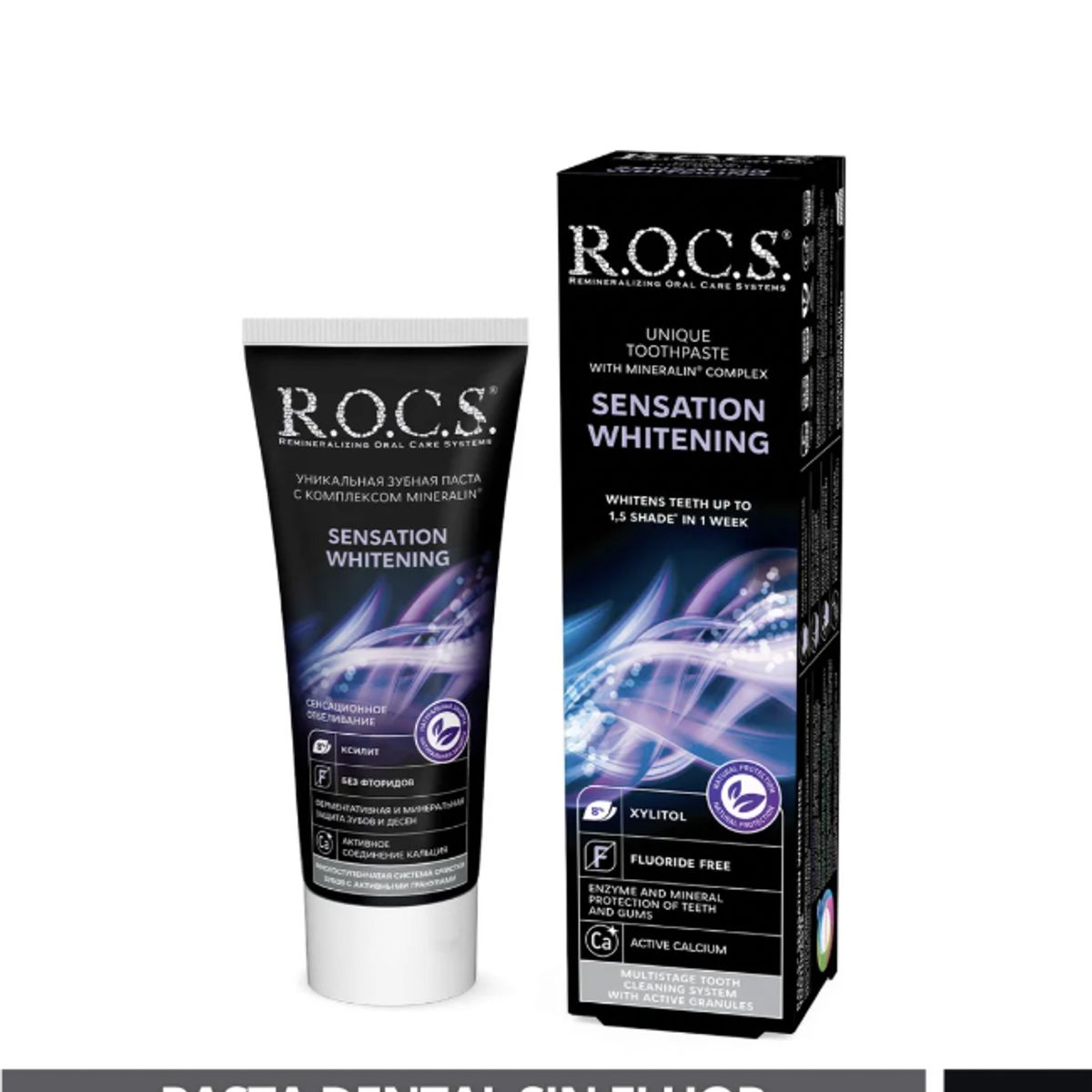ROCS - Pasta Dental Blanqueadora Rocs Sensation Whitening Sin Fluor 74g