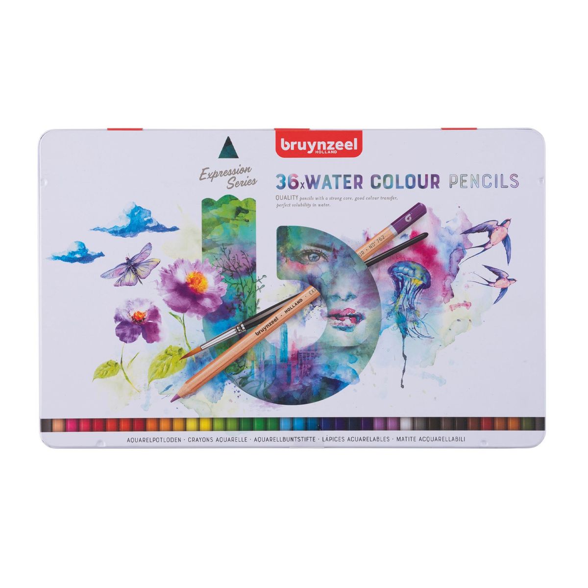 BRUYNZEEL - Lápices Acuarelables Bruynzeel + Pincel (36 Colores)