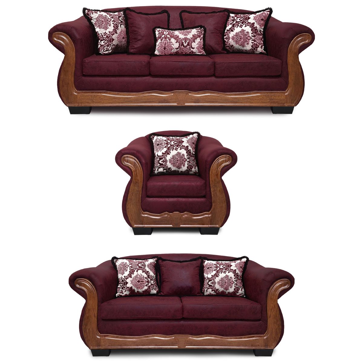 AMERICA DECORA - Living Con Resorte Estructural Búfalo 8 Cuerpos 4+3+1 Envejecido X