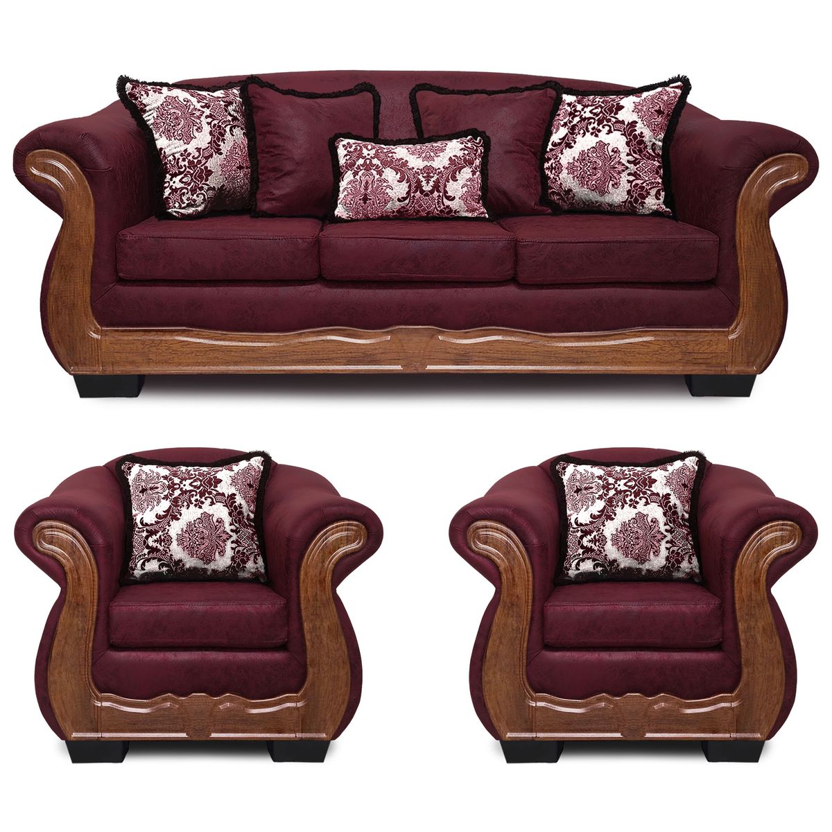 AMERICA DECORA - Living Con Resorte Estructural Búfalo 6 Cuerpos 4+1+1 Envejecido X