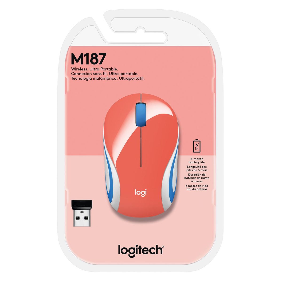 LOGITECH - Mouse Mini INALAM M187 Refresh CORAL 910-005362 LOGITECH