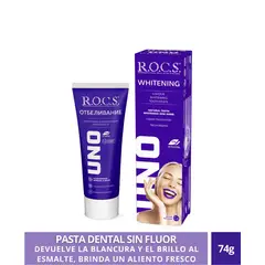 ROCS - Pasta Dental Blanqueadora Uno Whitening 74g Sin Fluor.-