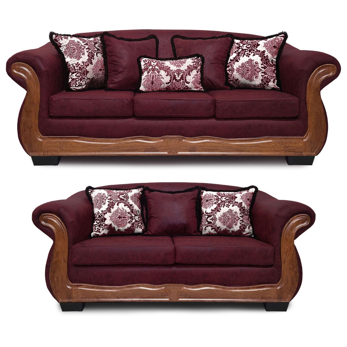 AMERICA DECORA - Living Con Resorte Estructural Búfalo 7 Cuerpos 4+3 Envejecido