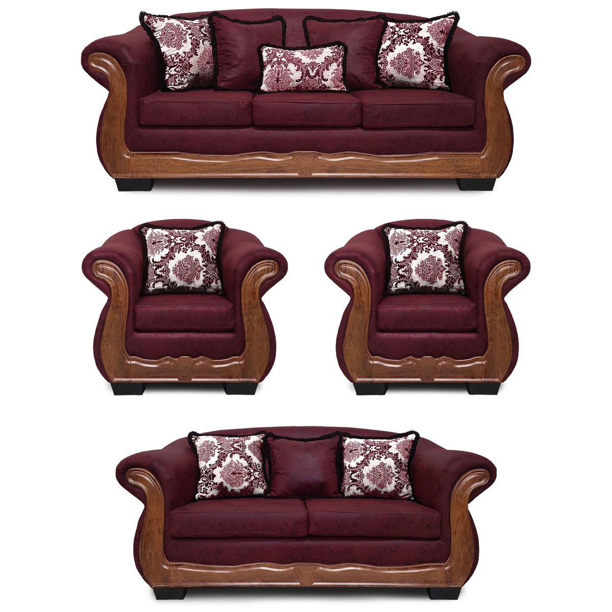 AMERICA DECORA - Living Con Resorte Estructural Búfalo 9 Cuerpos 4+3+1+1 Envejecido X