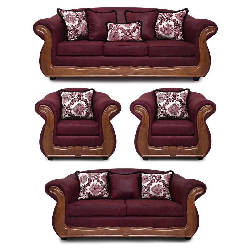 AMERICA DECORA - Living 4-3-1-1 Grand Búfalo Envejecido Burdeo X