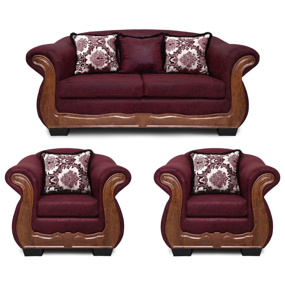 AMERICA DECORA - Living Con Resorte Estructural Búfalo 5 Cuerpos 3+1+1 Envejecido X