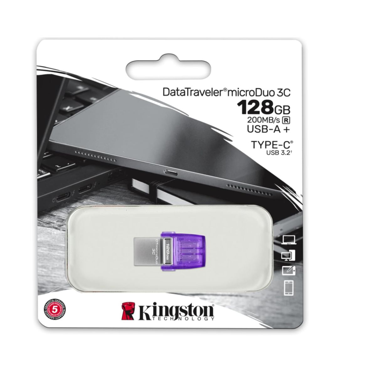 KINGSTON - Pendrive 128 GB - Kingston DataTraveler microDuo 3C - USB 3.2
