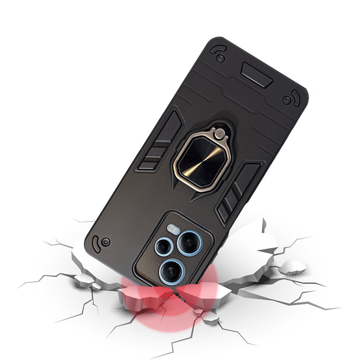GENERICO - CARCASA ANILLO ANTIGOLPE PARA CELULAR REDMI NOTE 12 PRO PLUS NEGRO