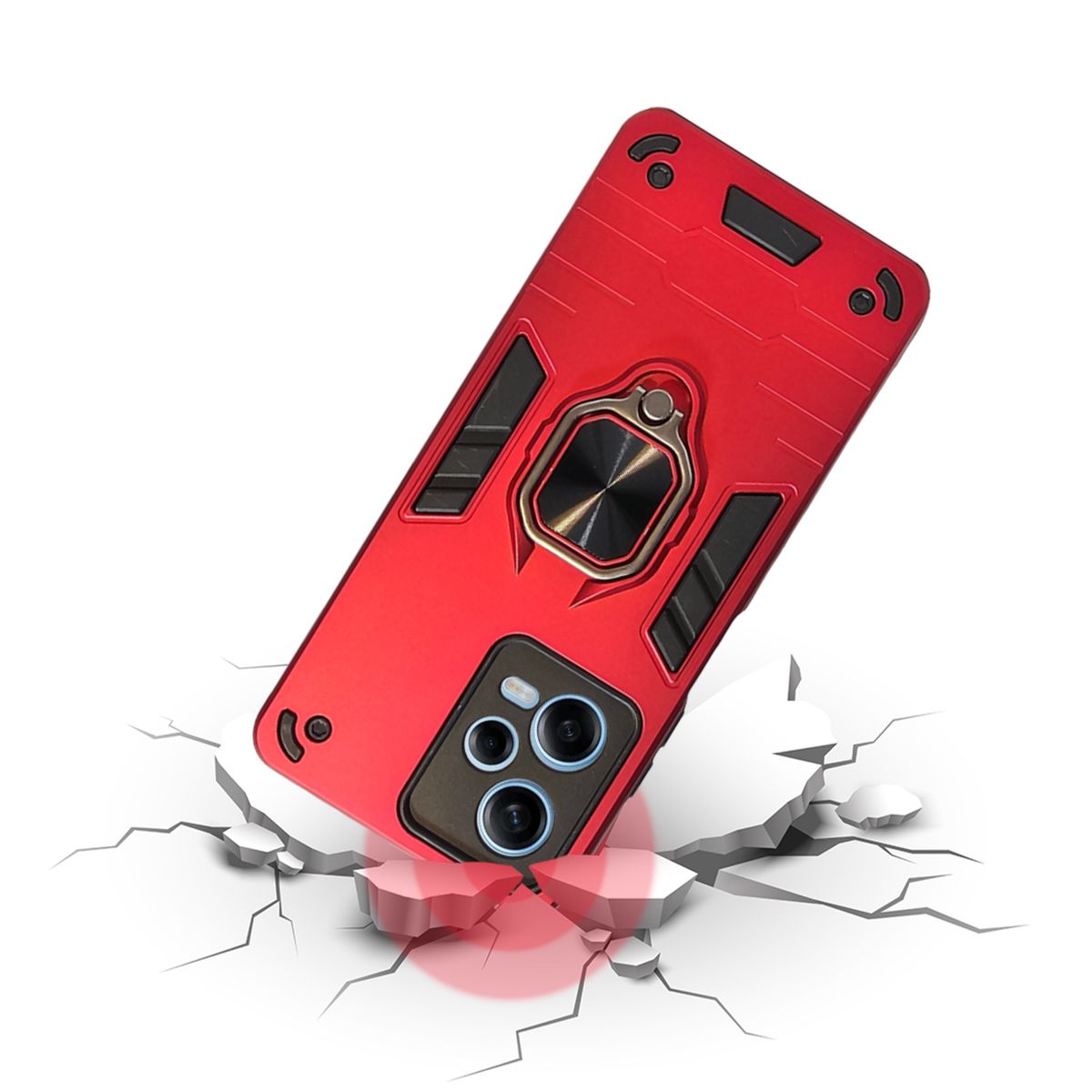 GENERICO - CARCASA ANILLO ANTIGOLPE PARA CELULAR REDMI NOTE 12 PRO PLUS ROJO
