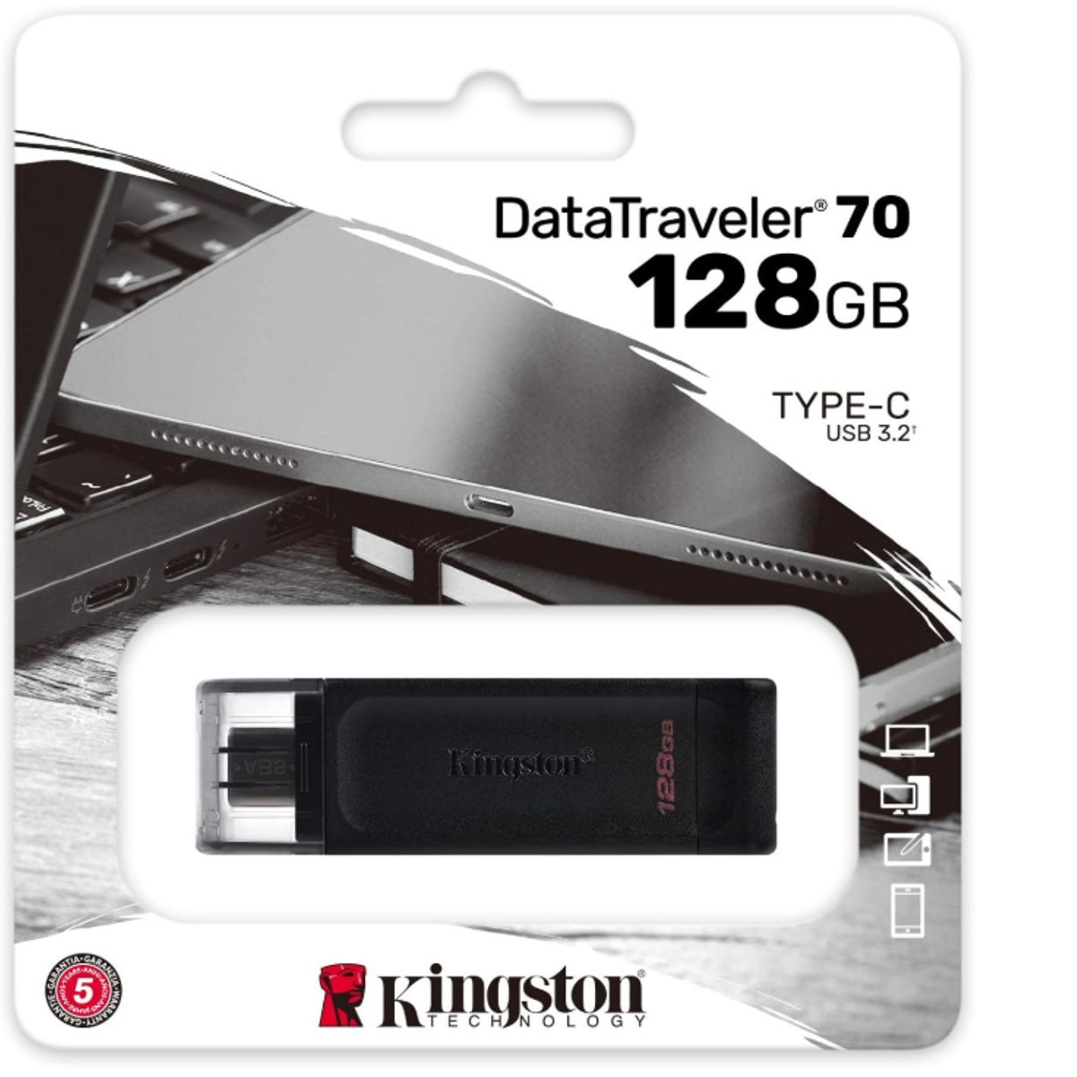 KINGSTON - Pendrive 128 GB - Kingston DataTraveler 70 - USB Type-C