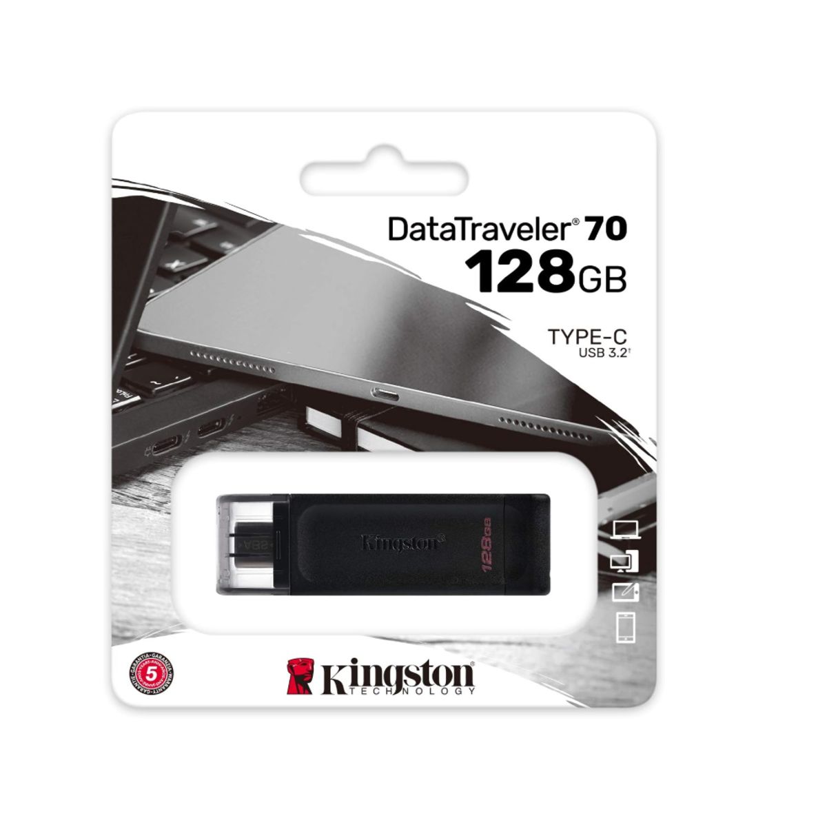 KINGSTON - Pendrive 128 GB - Kingston DataTraveler 70 - USB Type-C