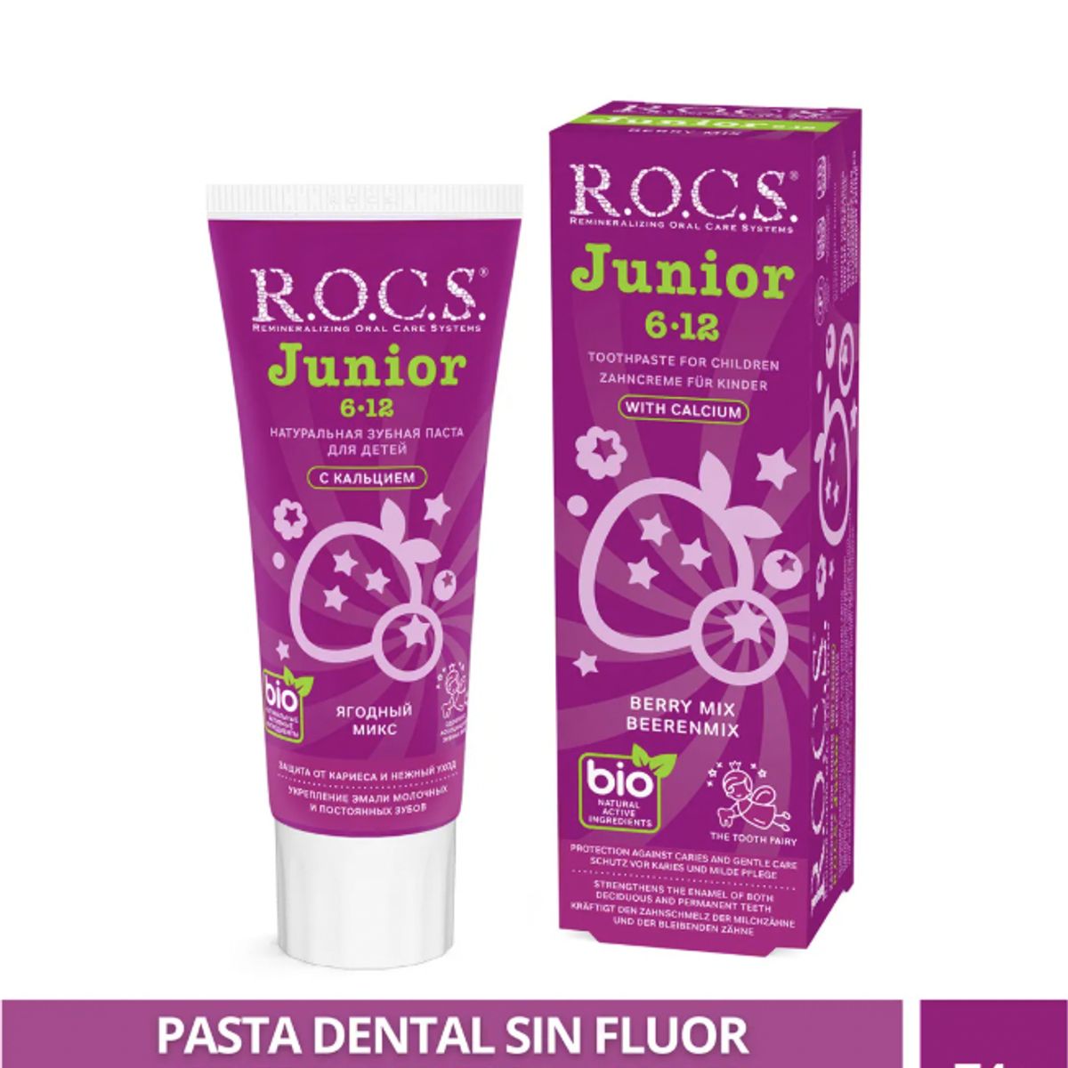 ROCS - Pasta Dental Rocs Junior Berry Mix 74g Sin Fluor