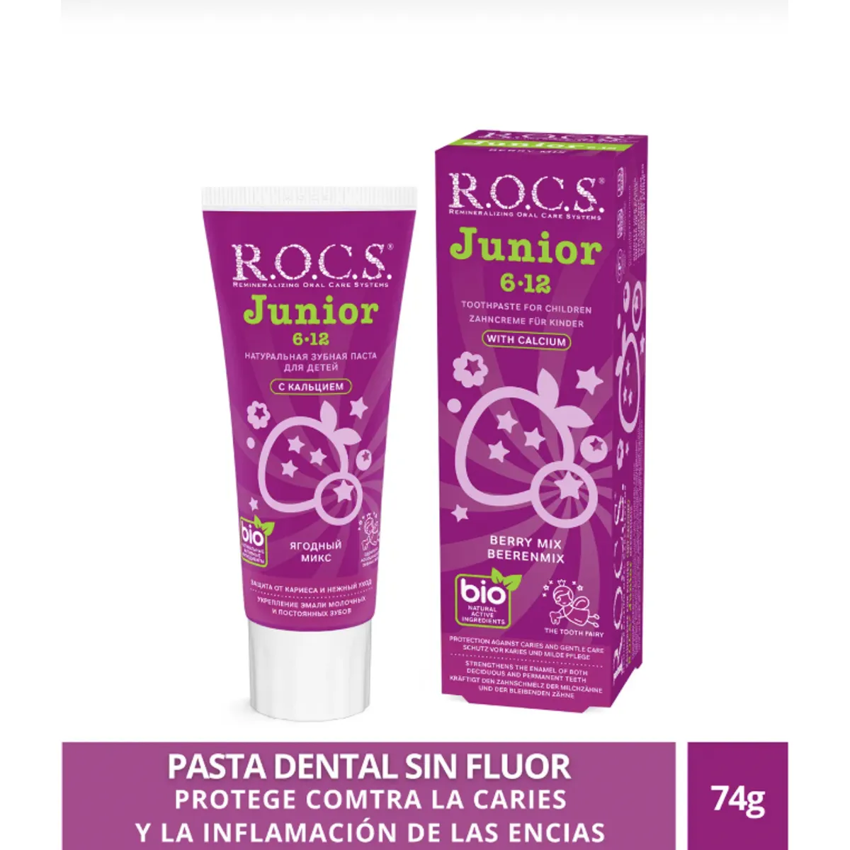 ROCS - Pasta Dental Rocs Junior Berry Mix 74g Sin Fluor