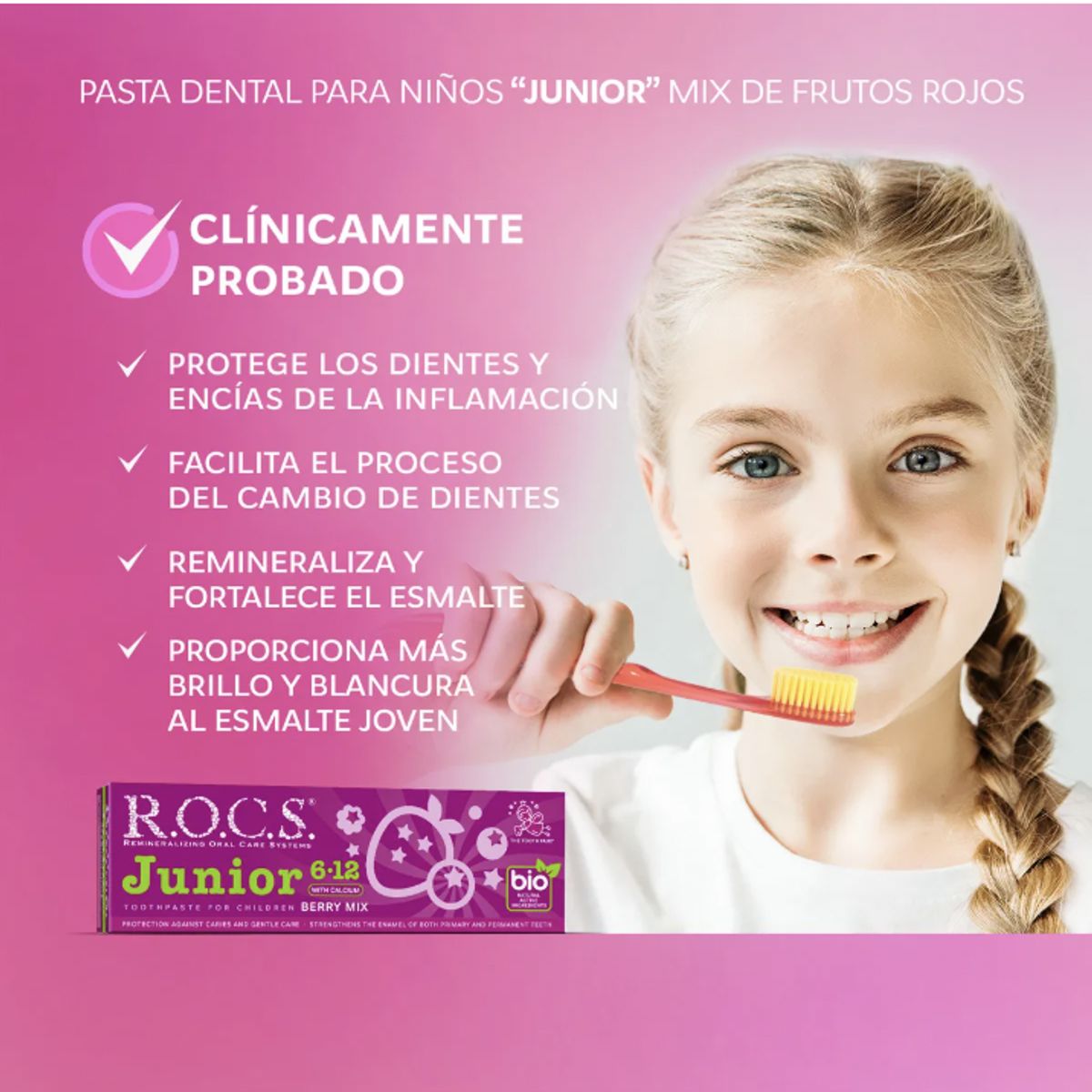 ROCS - Pasta Dental Rocs Junior Berry Mix 74g Sin Fluor